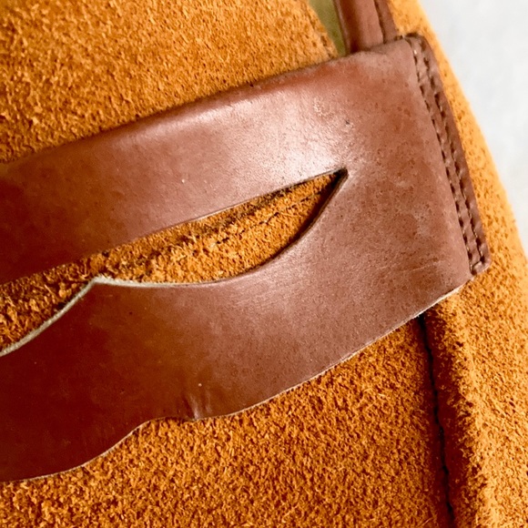 Vintage STUDIO OLYMPIA ochre genuine suede Loafers slip-on shoes. - Picture 14 of 15